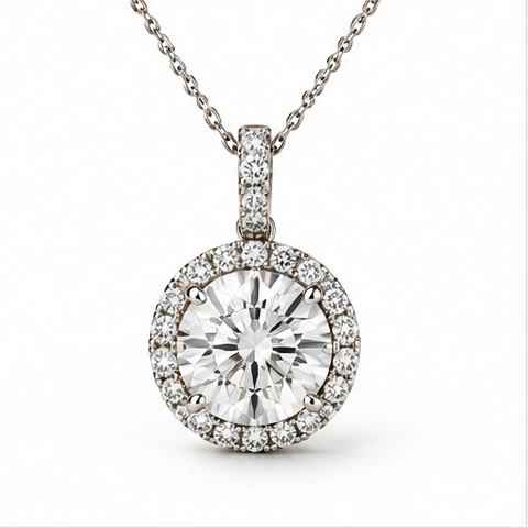 Diamond Halo Pendant — White gold · diamond set