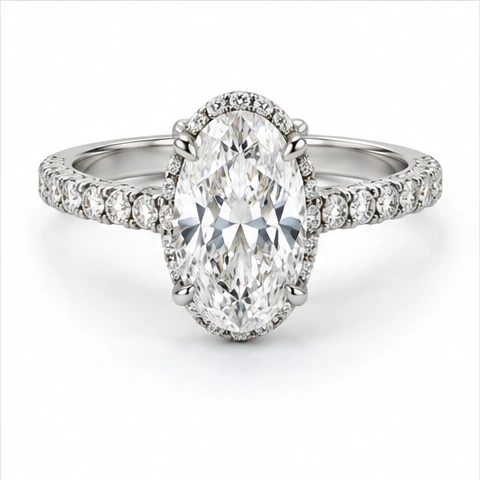 Hidden Halo Ring — Platinum · hidden halo