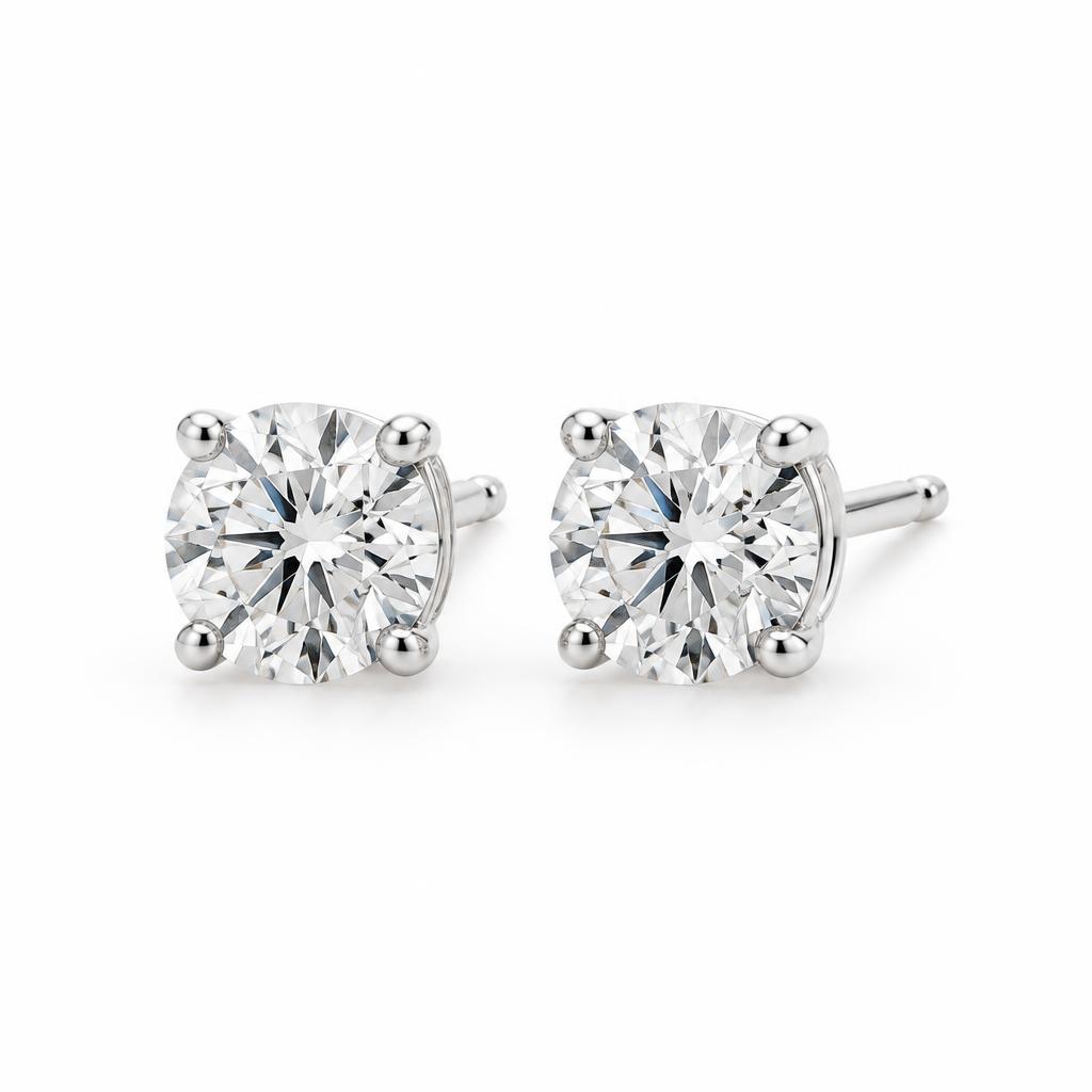 Diamond Stud Earrings — Round brilliant pair
